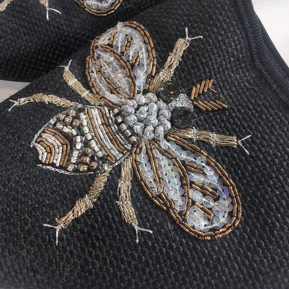 Kate Spade Maddie BEE Buzz Worthy Shoes Flats Black Gold Beaded Embroidered 7.5 - Picture 7 of 16